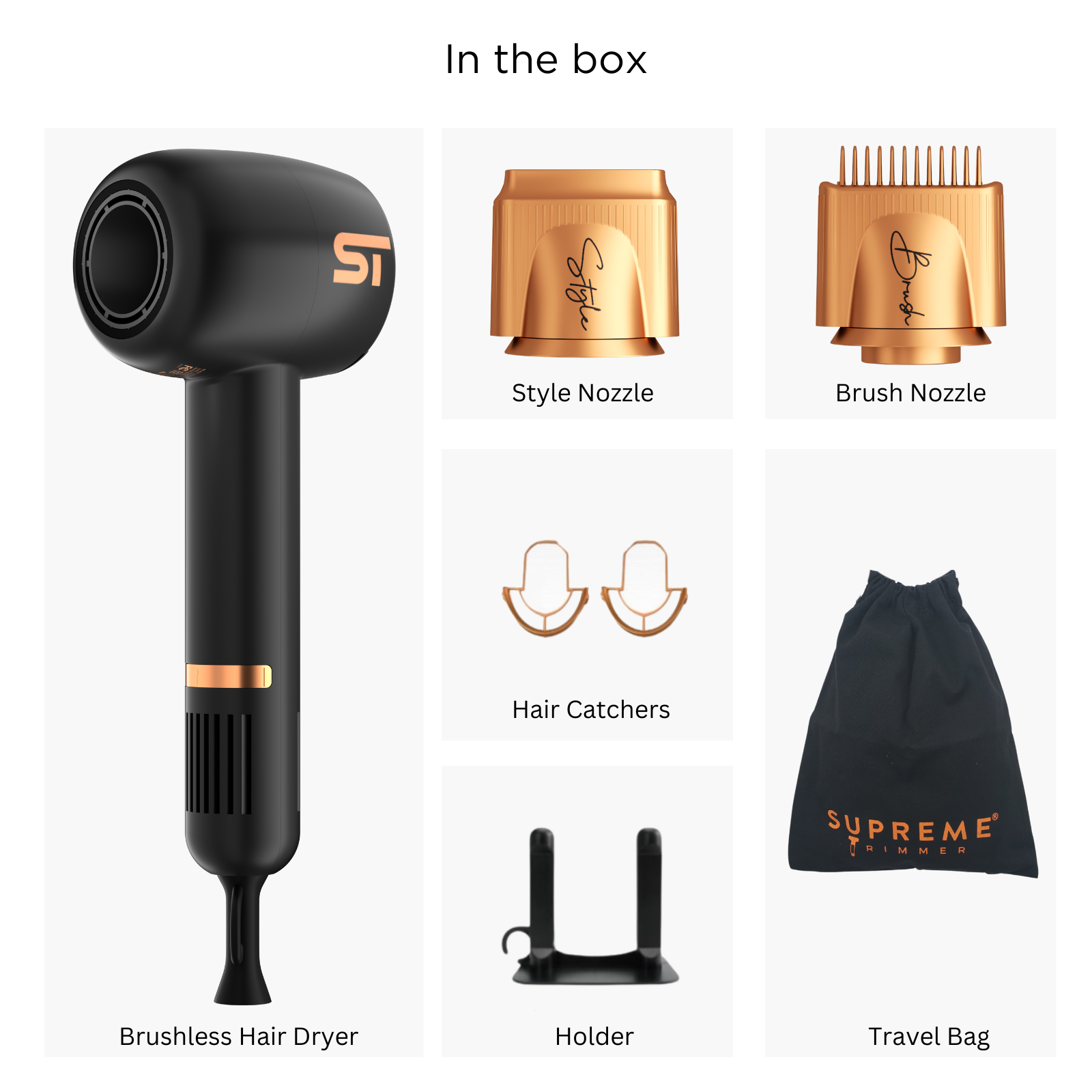 Brushless Motor Hair Dryer - Hair Dryer - Supreme Trimmer Mens Trimmer Grooming kit
#COLOR_BLACK