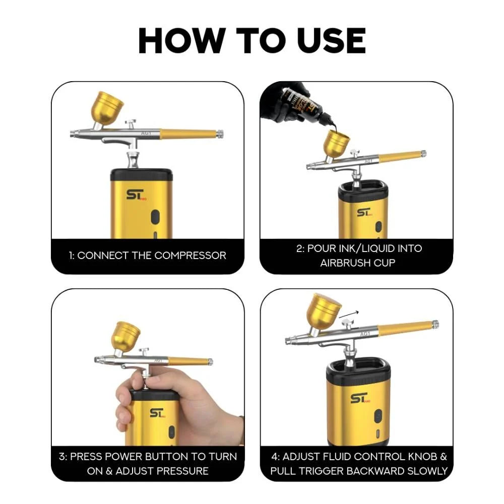 Supreme Trimmer Airbrush Gun Kit - Gold