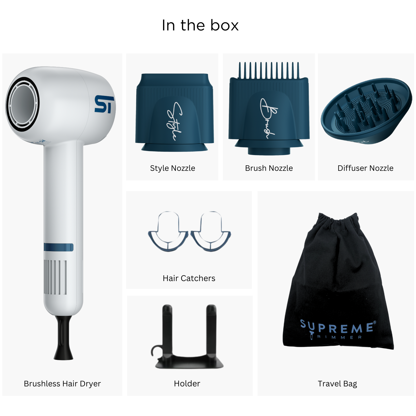 Brushless Motor Hair Dryer - Hair Dryer - Supreme Trimmer Mens Trimmer Grooming kit
#COLOR_WHITE