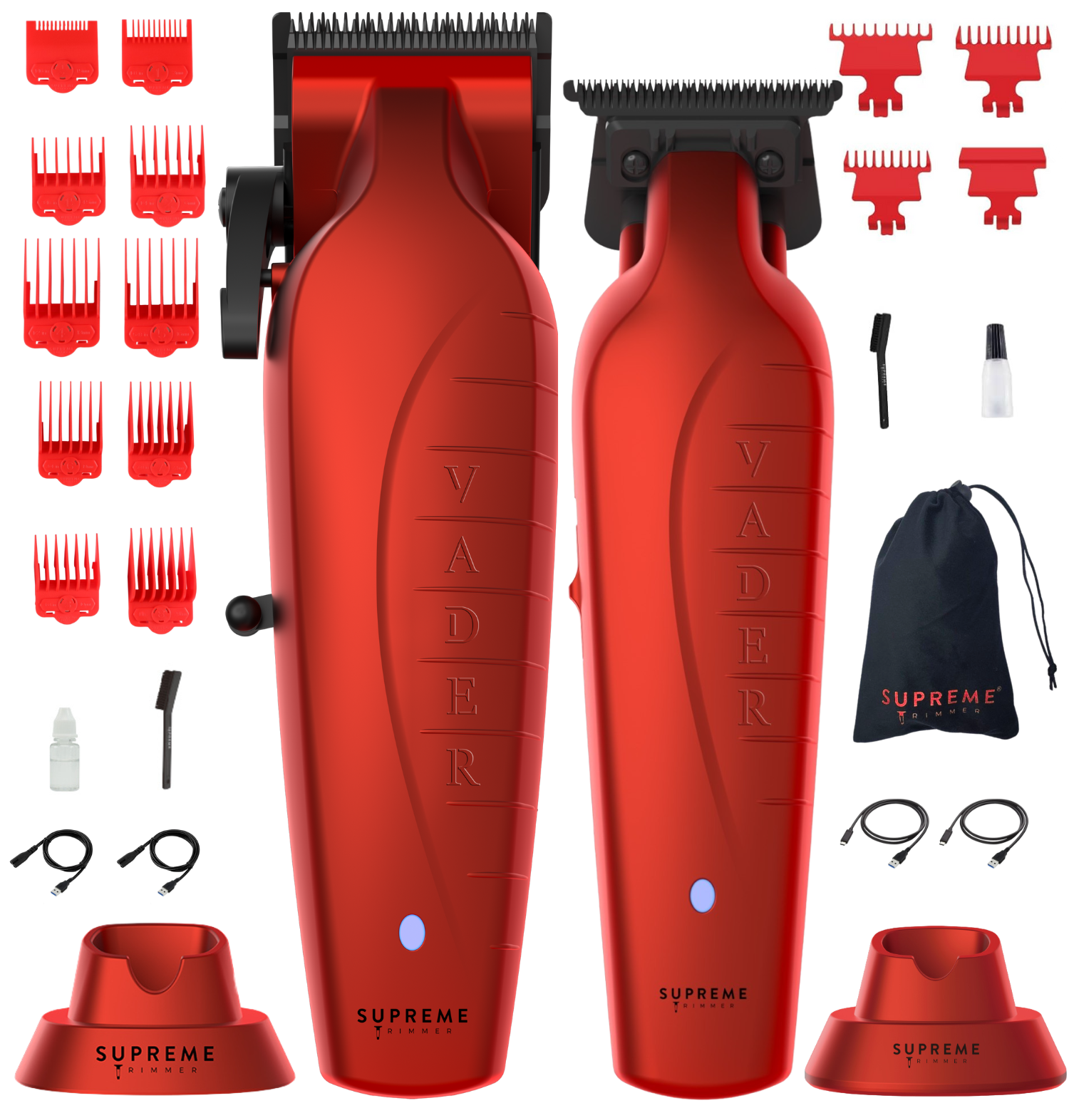 Vader™ Clipper & Vader™ Trimmer Set - Hair Clippers & Trimmers - Supreme Trimmer Mens Trimmer Grooming kit
#COLOR_RED