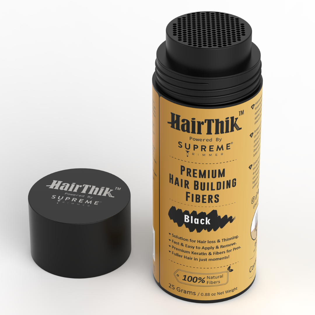 HairThik Hair Fibers - 25 grams - Hair Building Fibers - Supreme Trimmer Mens Trimmer Grooming kit
#COLOR_BLACK