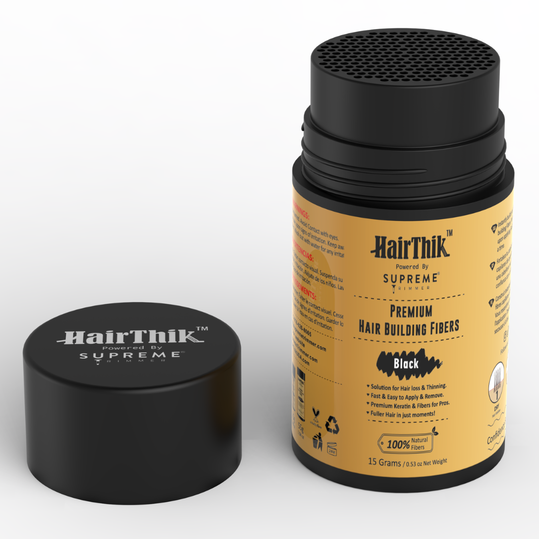 HairThik Hair Fibers - 15 grams - Hair Fiber - Supreme Trimmer Mens Trimmer Grooming kit
#COLOR_BLACK