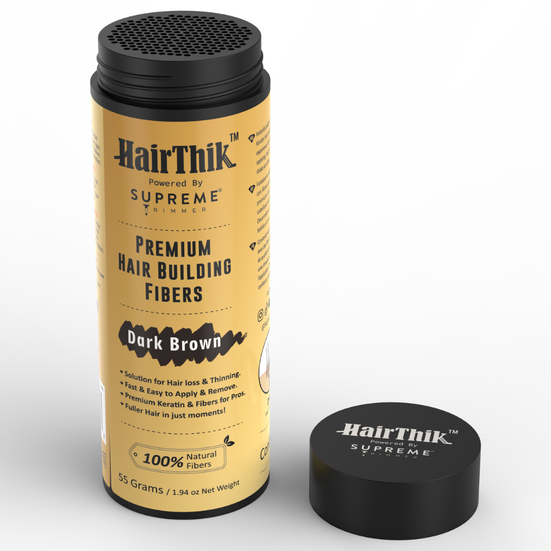 HairThik Hair Fibers - 55 grams - Hair Fiber - Supreme Trimmer Mens Trimmer Grooming kit
#COLOR_DARK BROWN