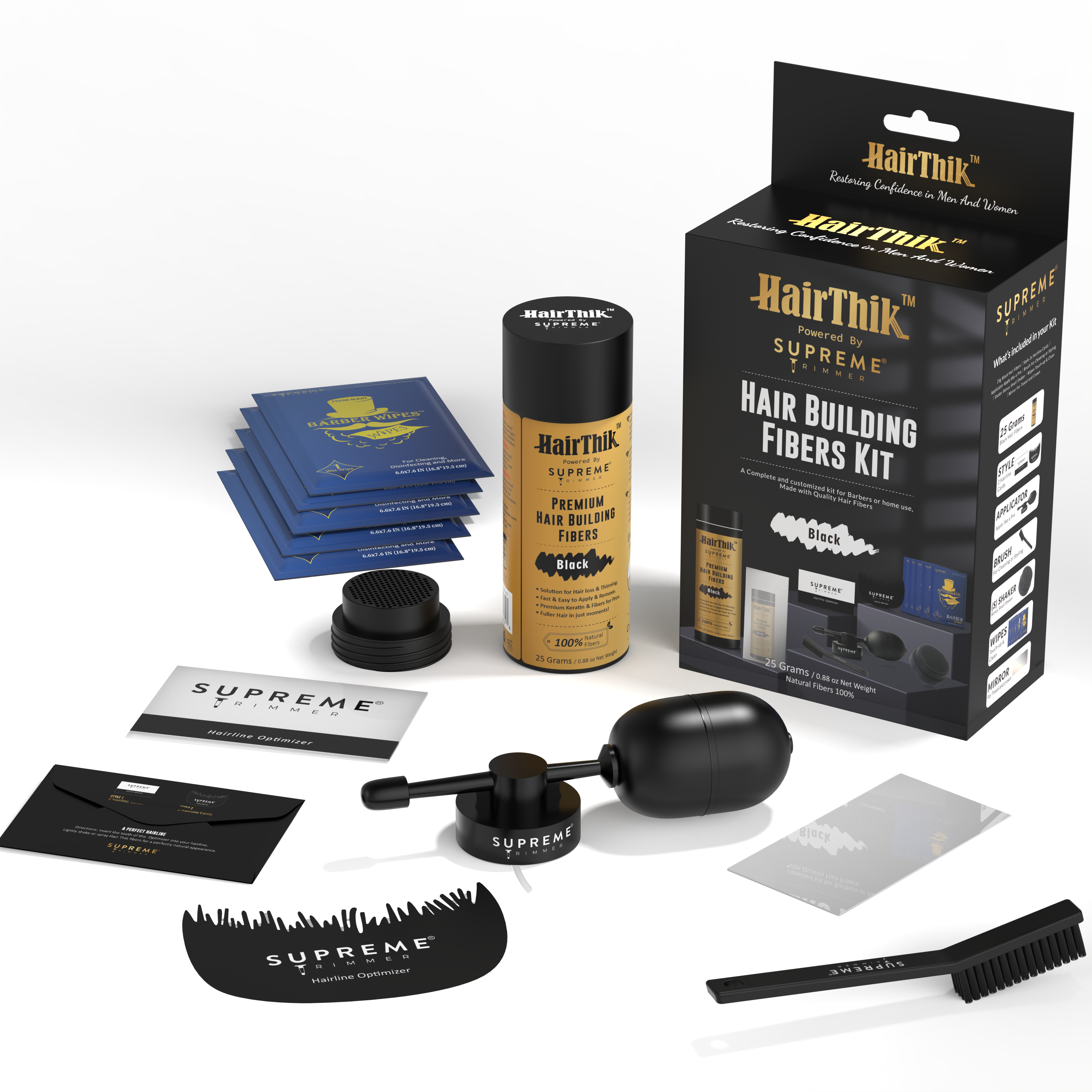 HairThik Hair Fibers Kit - Hair Fiber Kit - Supreme Trimmer Mens Trimmer Grooming kit 
#COLOR_BLACK