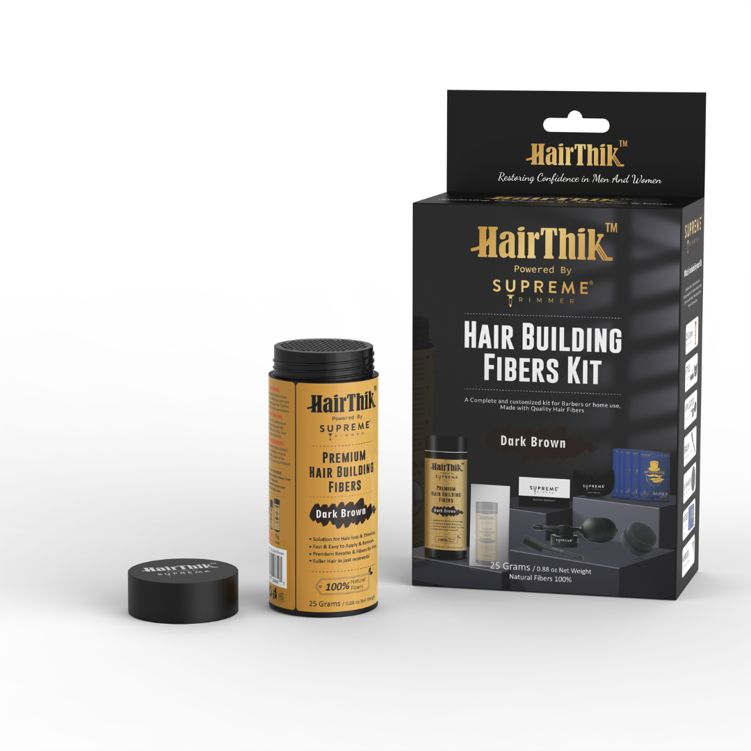 HairThik Hair Fibers Kit - Hair Fiber Kit - Supreme Trimmer Mens Trimmer Grooming kit 
#COLOR_DARK BROWN