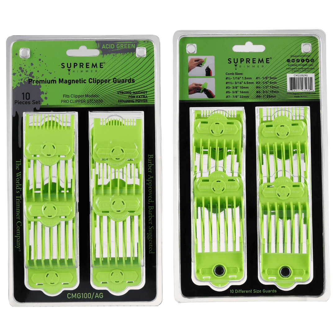 Magnetic/Clip Guards for Clippers (10 piece) CMG100 - Clipper guards - Supreme Trimmer Mens Trimmer Grooming kit 
#COLOR_ACID