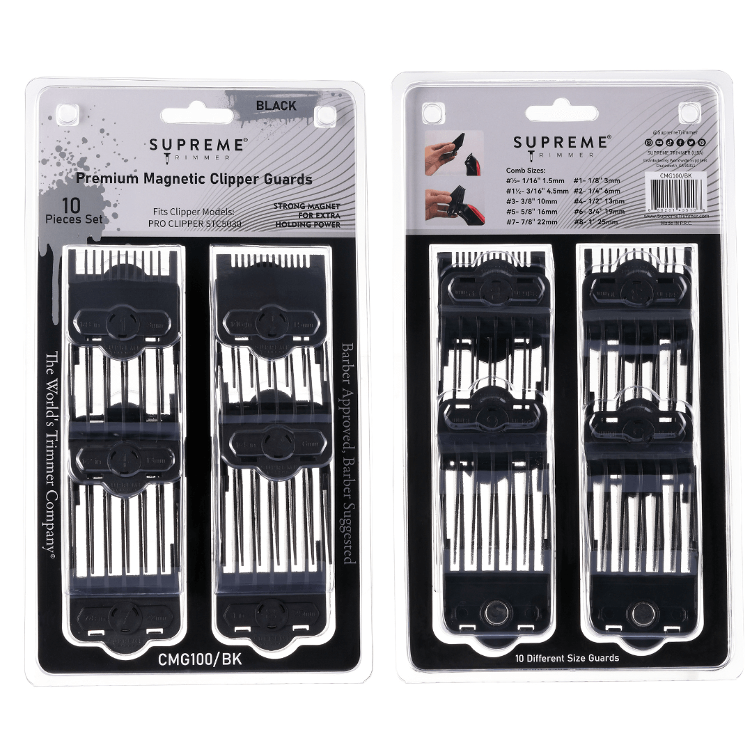 Magnetic/Clip Guards for Clippers (10 piece) CMG100 - Clipper guards - Supreme Trimmer Mens Trimmer Grooming kit 
#COLOR_BLACK