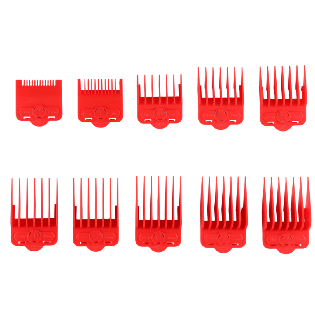 Magnetic/Clip Guards for Clippers (10 piece) CMG100 - Clipper guards - Supreme Trimmer Mens Trimmer Grooming kit 
#COLOR_RED