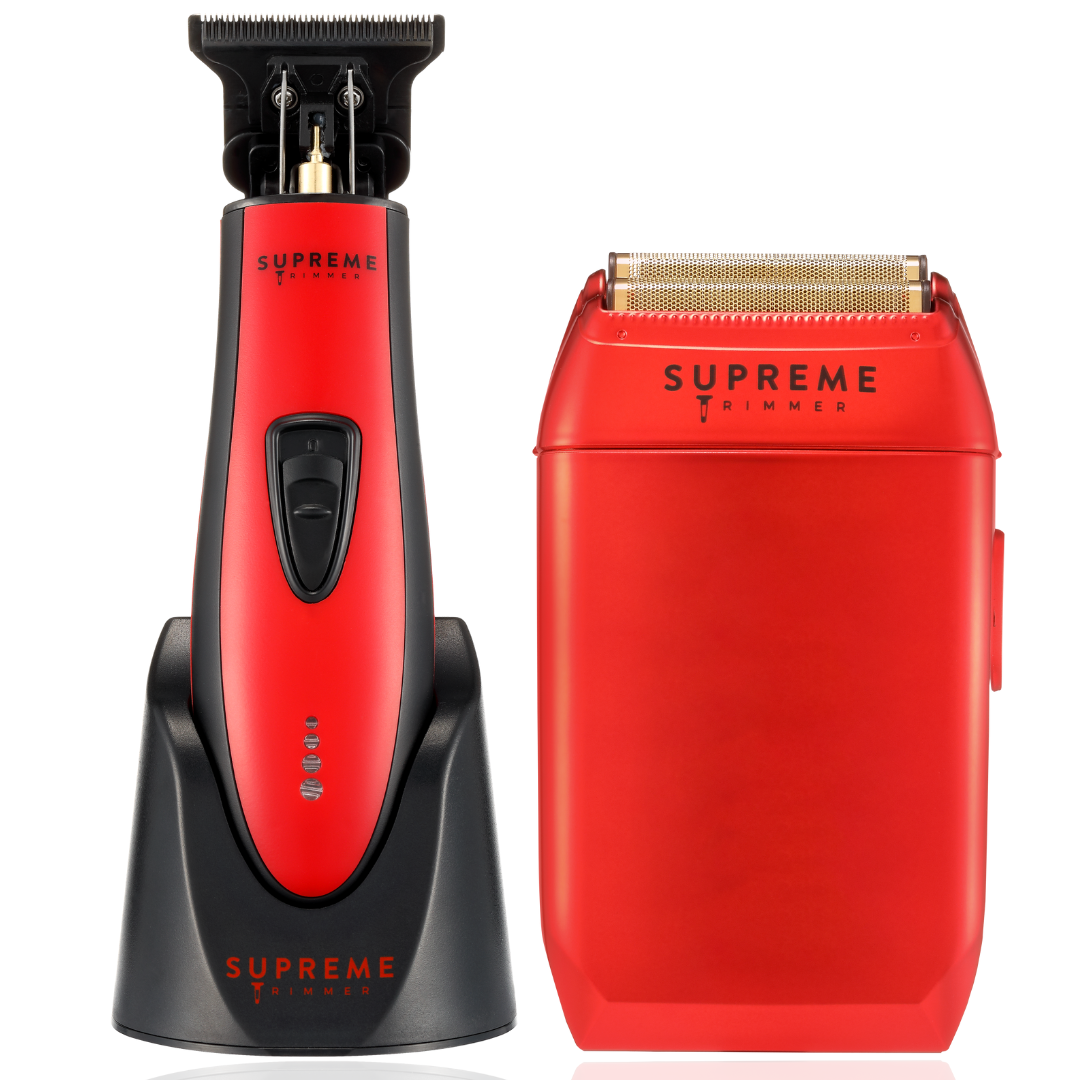 Crunch™ Shaver & T Shaper™ Trimmer Bundle - Electric Razors - Supreme Trimmer Mens Trimmer Grooming kit 
#COLOR_RED