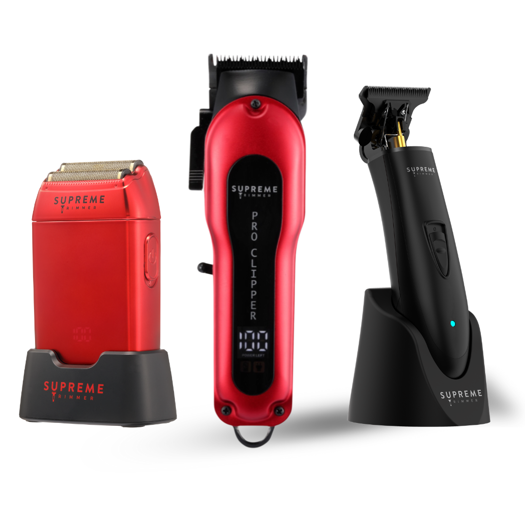 3-in-1 Starter Set - Hair Trimmer, Clipper, and Shaver - Supreme Trimmer Mens Trimmer Grooming kit 
#COLOR_RED/BLACK