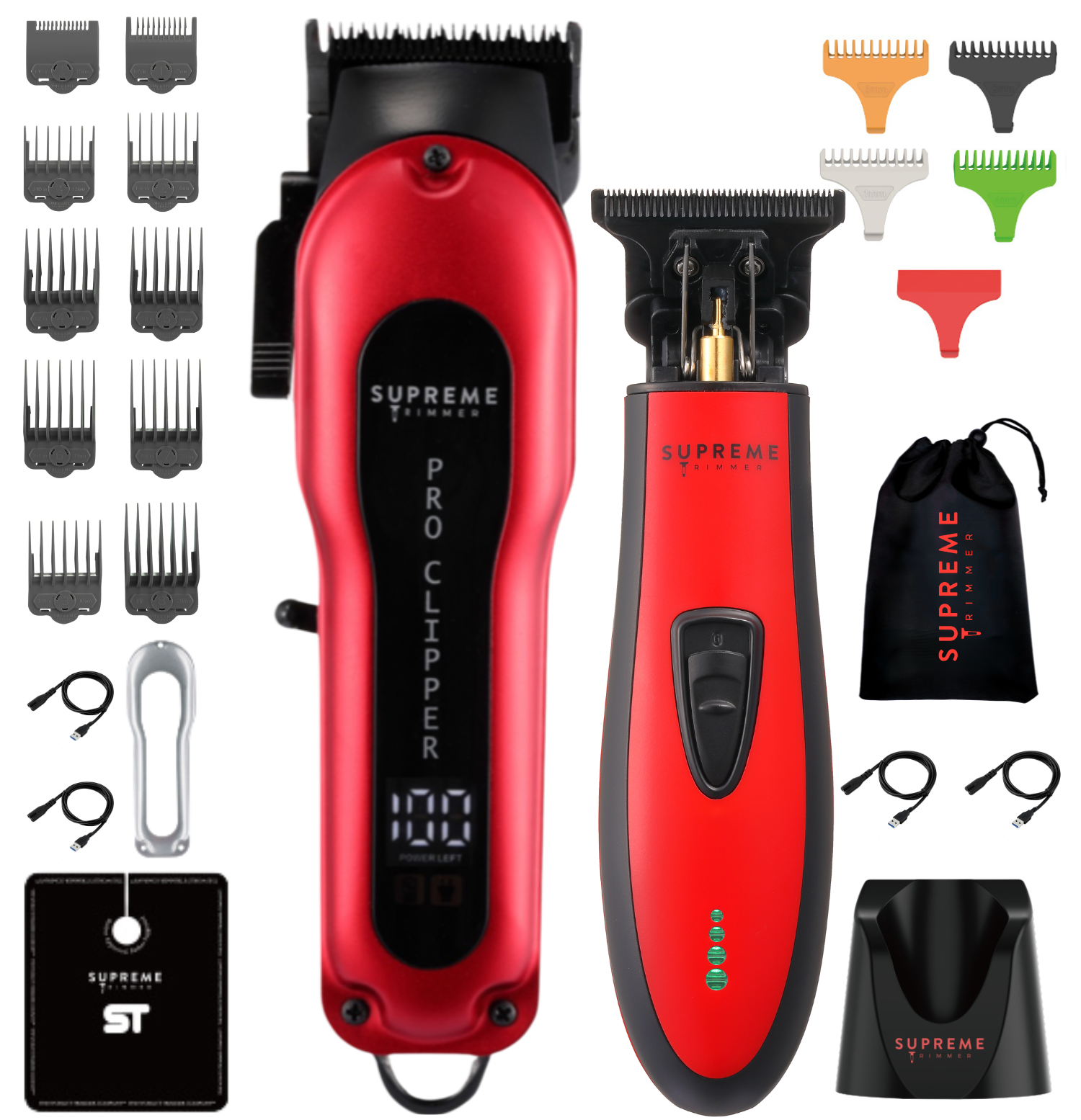 PRO CLIPPER™ & T Shaper™ Trimmer Bundle - Hair Clippers & Trimmers - Supreme Trimmer Mens Trimmer Grooming kit 
#COLOR_RED