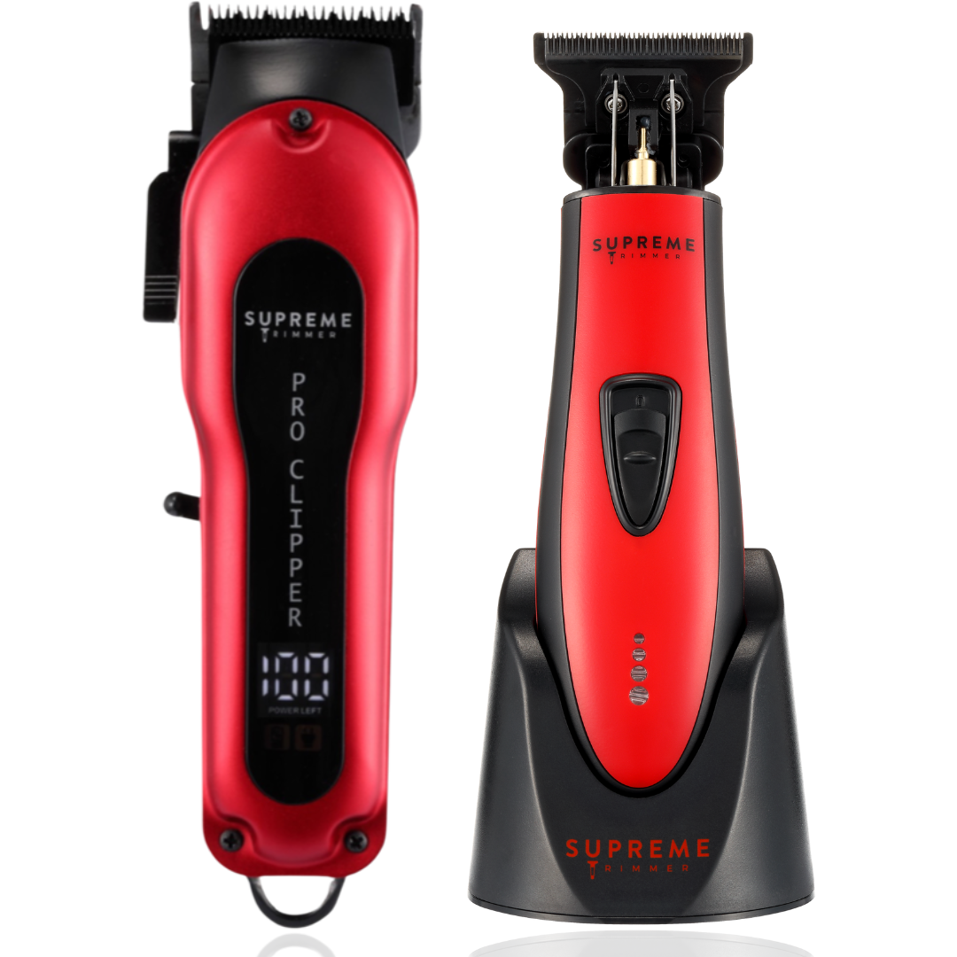 PRO CLIPPER™ & T Shaper™ Trimmer Bundle - Hair Clippers & Trimmers - Supreme Trimmer Mens Trimmer Grooming kit 
#COLOR_RED