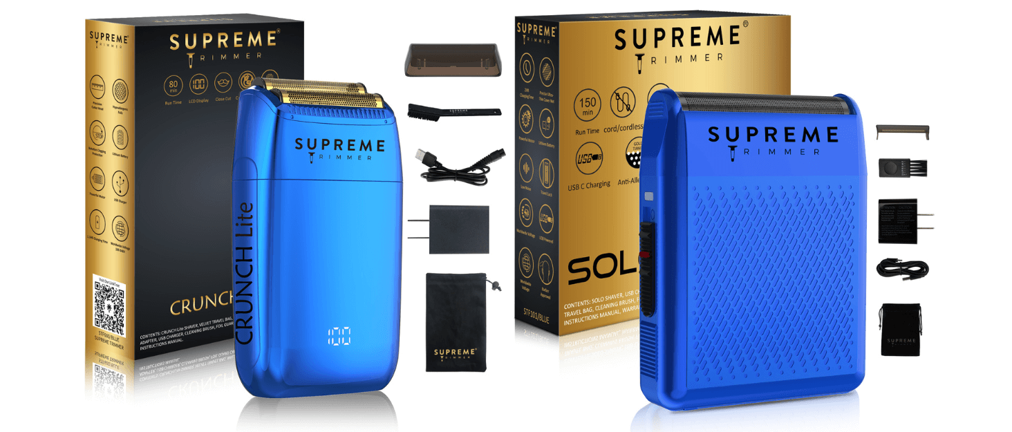 Crunch™ Lite & Solo™ Shaver Bundle - Electric Razors - Supreme Trimmer Mens Trimmer Grooming kit 
#COLOR_BLUE