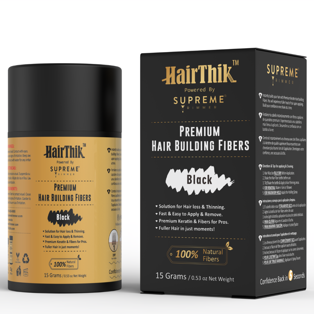 HairThik Hair Fibers - 15 grams - Hair Fiber - Supreme Trimmer Mens Trimmer Grooming kit 
#COLOR_BLACK