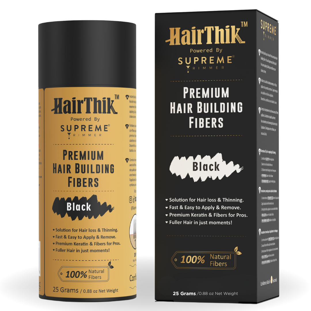 HairThik Hair Fibers - 25 grams - Hair Building Fibers - Supreme Trimmer Mens Trimmer Grooming kit 
#COLOR_BLACK