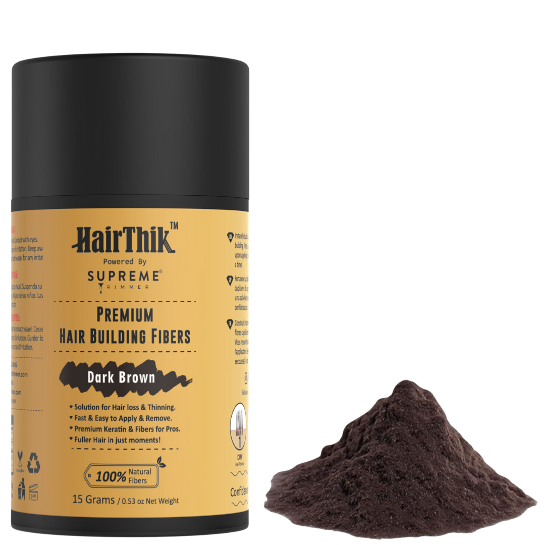 HairThik Hair Fibers - 15 grams - Hair Fiber - Supreme Trimmer Mens Trimmer Grooming kit 
#COLOR_DARK BROWN