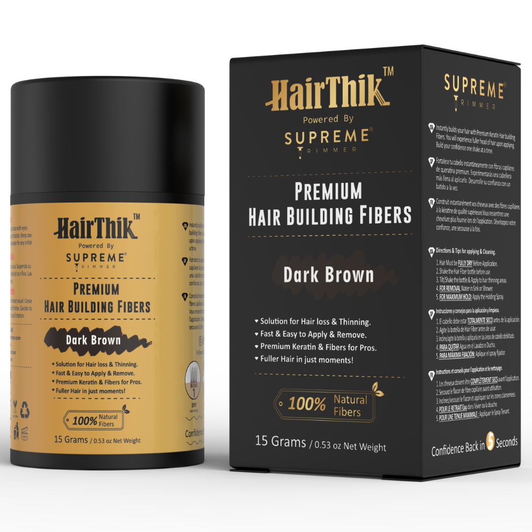 HairThik Hair Fibers - 15 grams - Hair Fiber - Supreme Trimmer Mens Trimmer Grooming kit 
#COLOR_DARK BROWN