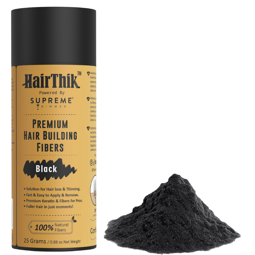 HairThik Hair Fibers - 25 grams - Hair Building Fibers - Supreme Trimmer Mens Trimmer Grooming kit 
#COLOR_BLACK