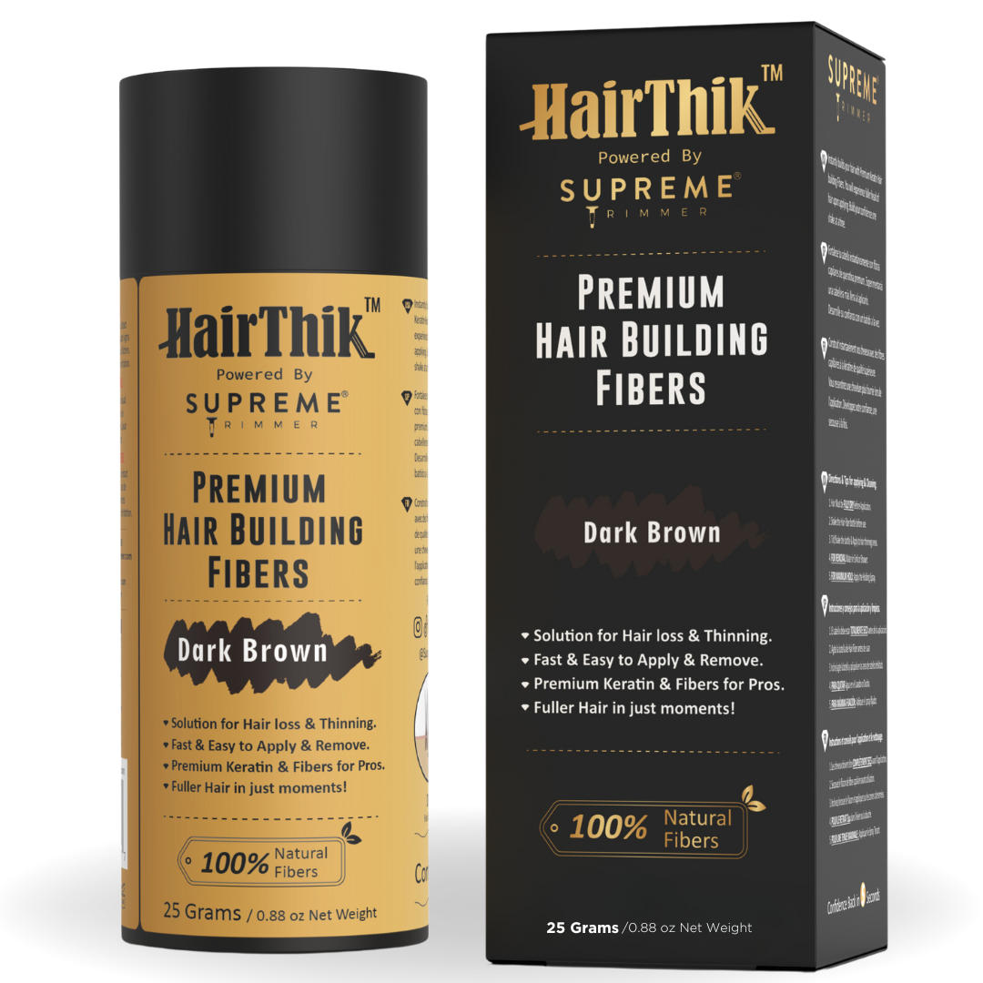 HairThik Hair Fibers - 25 grams - Hair Building Fibers - Supreme Trimmer Mens Trimmer Grooming kit 
#COLOR_DARK BROWN 
