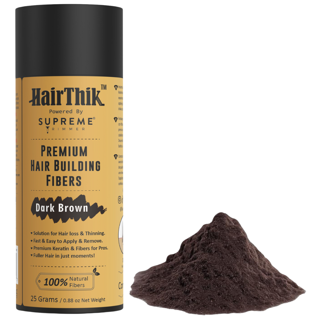 HairThik Hair Fibers - 25 grams - Hair Building Fibers - Supreme Trimmer Mens Trimmer Grooming kit 
#COLOR_DARK BROWN