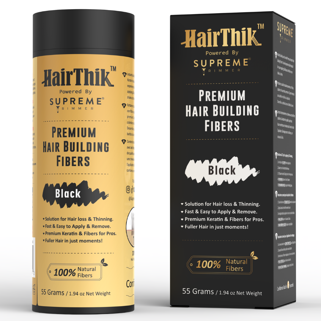 HairThik Hair Fibers - 55 grams - Hair Fiber - Supreme Trimmer Mens Trimmer Grooming kit 
#COLOR_BLACK