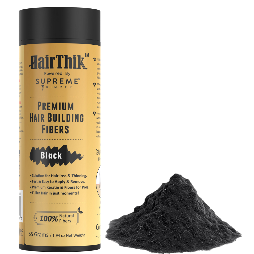 HairThik Hair Fibers - 55 grams - Hair Fiber - Supreme Trimmer Mens Trimmer Grooming kit 
#COLOR_BLACK
