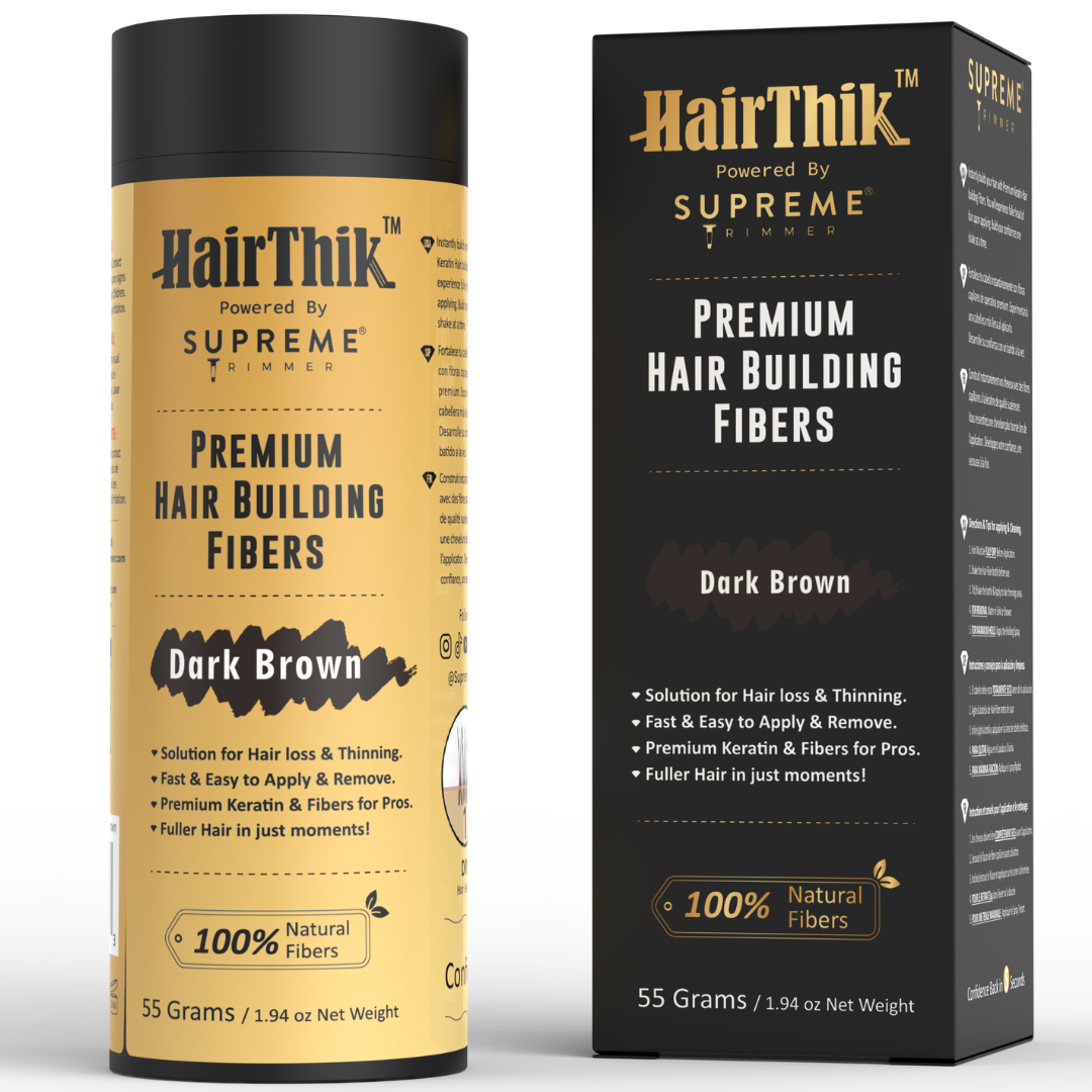 HairThik Hair Fibers - 55 grams - Hair Fiber - Supreme Trimmer Mens Trimmer Grooming kit 
#COLOR_DARK BROWN