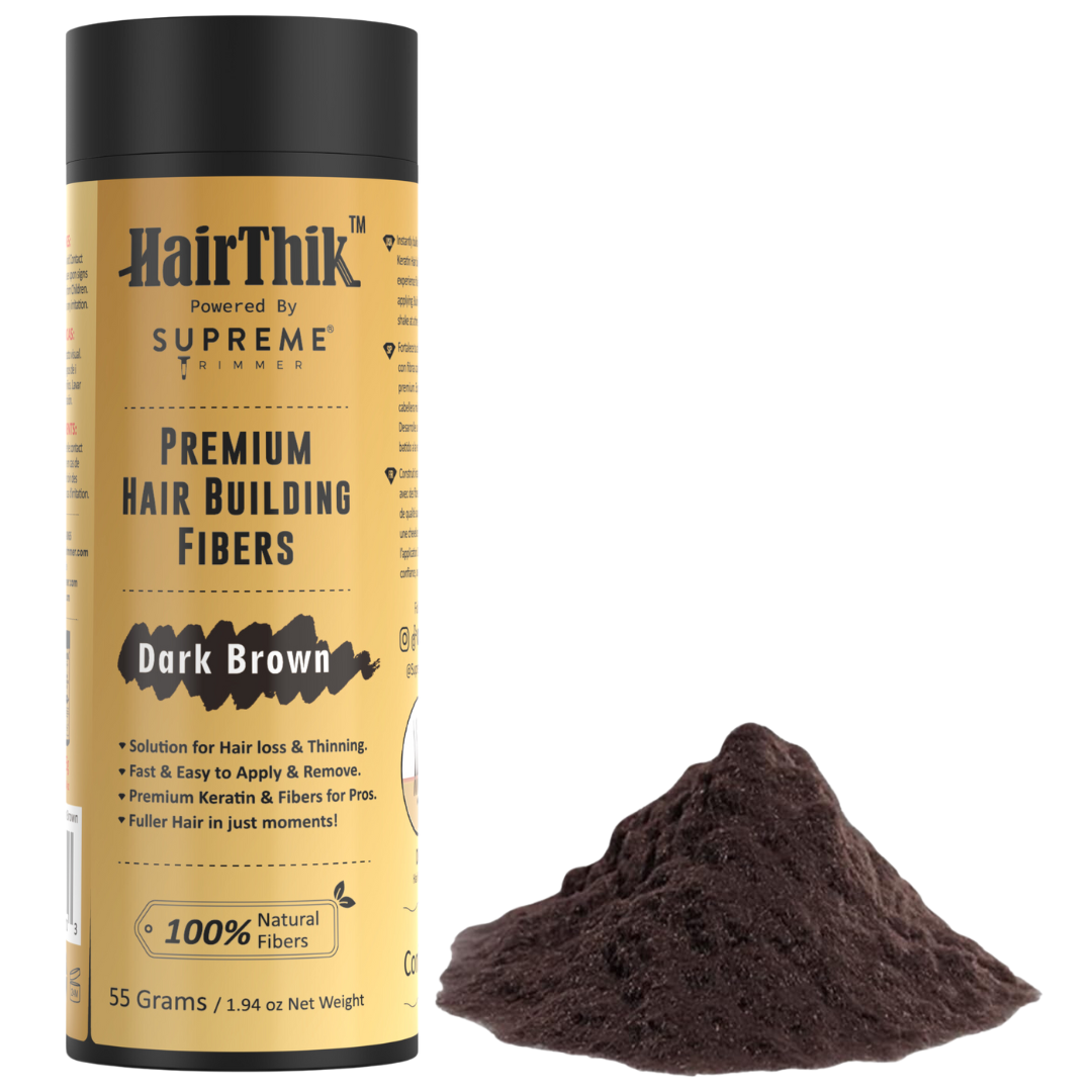 HairThik Hair Fibers - 55 grams - Hair Fiber - Supreme Trimmer Mens Trimmer Grooming kit 
#COLOR_DARK BROWN