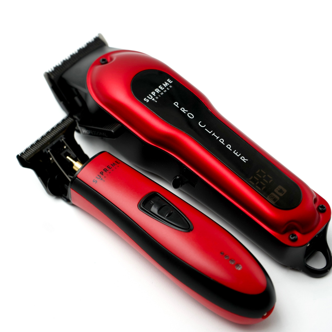 PRO CLIPPER™ & T Shaper™ Trimmer Bundle - Hair Clippers & Trimmers - Supreme Trimmer Mens Trimmer Grooming kit 
#COLOR_RED
